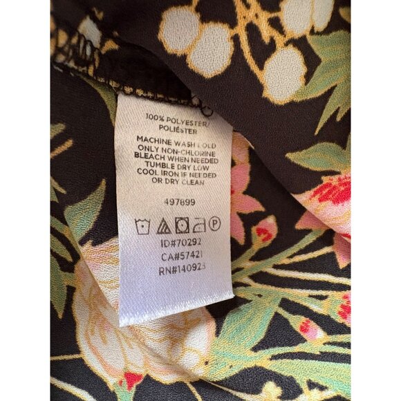LOFT SLEEVELESS V-NECK FLORAL SHELL BLOUSE RUFFLE PETITES SIZE XSP BLACK - Picture 9 of 9